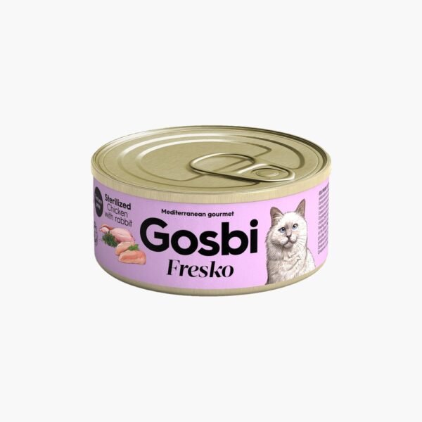 Gosbi Fresko Sterilized Chicken With Rabbit Wet Cat Food 70g can