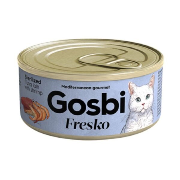 Gosbi Fresko Sterilized Tuna Loin With Shrimp Wet Cat Food 70g can