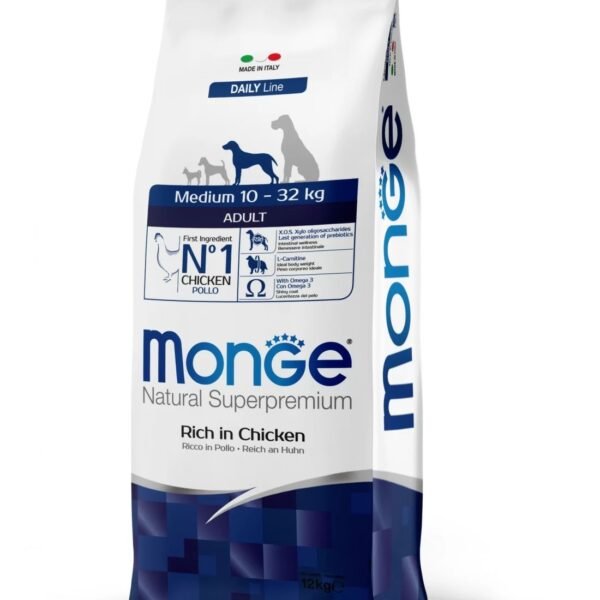 Monge Medium Adult Rice in Chicken Dry Dog Food 12 Kg