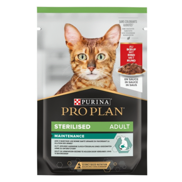 Pro Plan Sterilised Adult Wet Cat Food With Beef in Gravy 85g Pouch