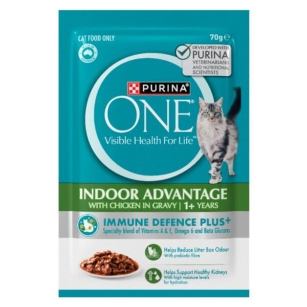 Purina One Indoor Advantage Adult Chicken In Gravy Wet Cat Food 70g X 12 Pouches