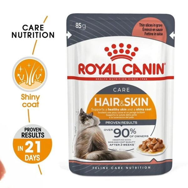 Royal Canin Hair and Skin Gravy Wet Cat Food 85g x 12 Pouches
