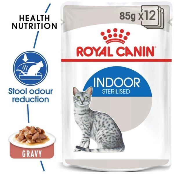 Royal Canin Indoor Gravy Wet Cat Food 85g x 12 Pouches