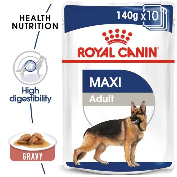 Royal Canin Maxi Adult Gravy Wet Dog Food 140g x 10 Pouchs