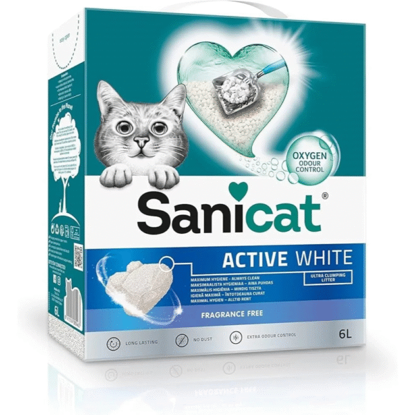 Sanicat Active White Bentonite Clumping Fragrance Free Cat Litter 6 L