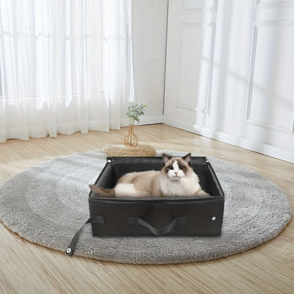 Foldable And Portable Cat Litter Box Black