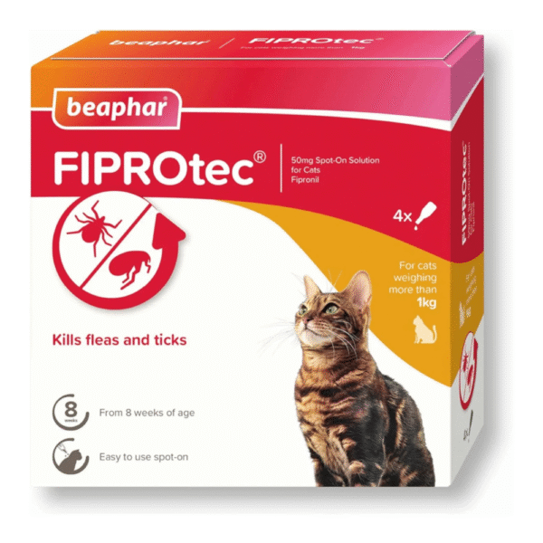 Fiprotec Spot On For Cats Kills Fleas And Ticks 4 Pipettes
