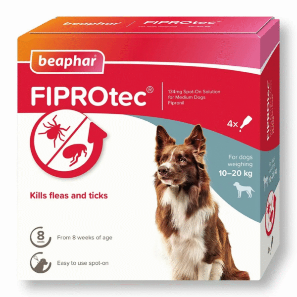 Fiprotec Spot On Kills Fleas And Ticks For Medium Dog,4 Pipettes