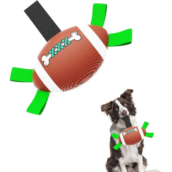 Rugby Ball Design Pet Toy With Straps