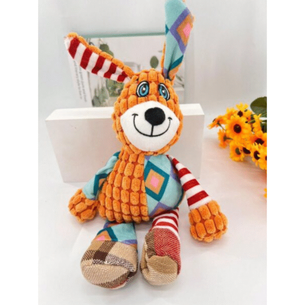 Plush Soothing Sound Squeaky Doll Dog Toy, Orange