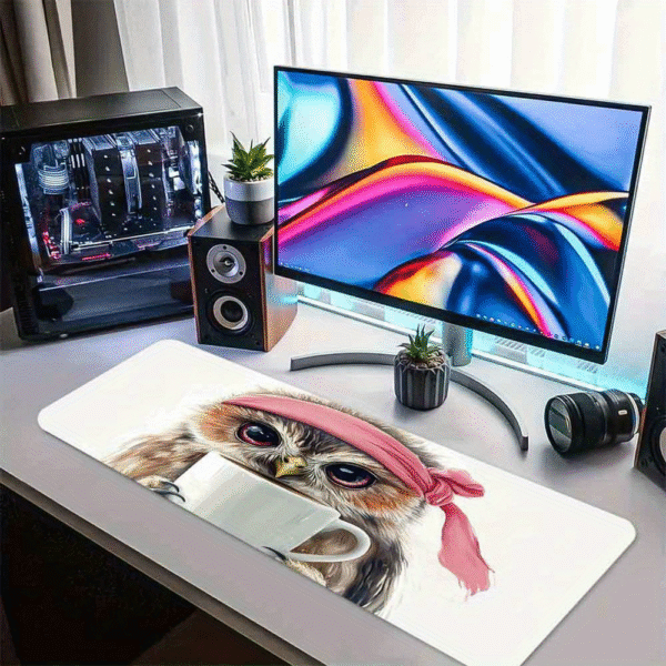 Funny Owl Pattern Round Mouse Pad