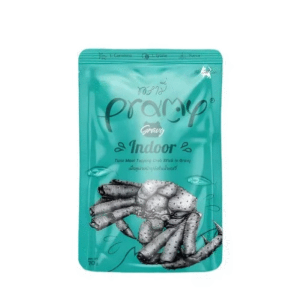 Pramy Indoor Tuna Topping Crab Stick In Gravy Wet Cat Food 70g