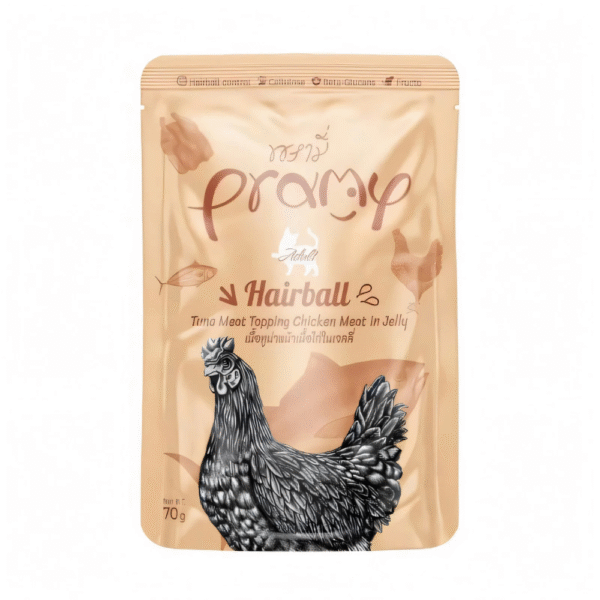 Pramy Hairball Tuna Topping Chicken in Jelly Wet Cat Food 70g