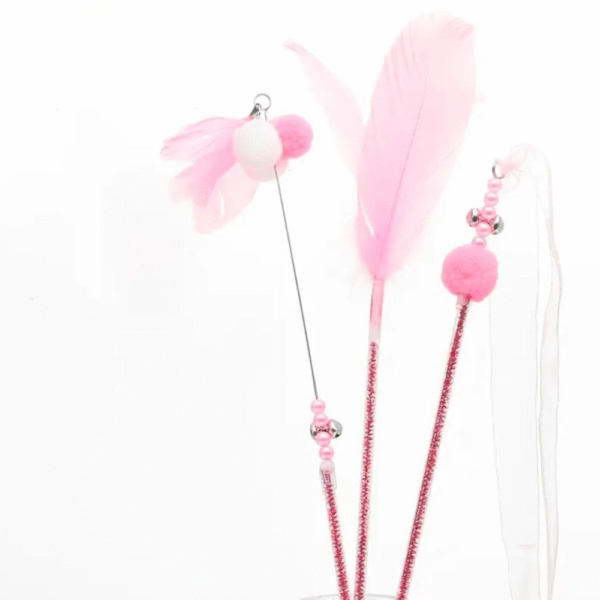 Cat Teaser Fairy Stick With Bell Pink, 3 pcs