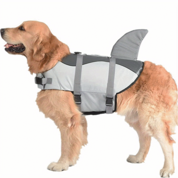 Shark Design Dog Life Jacket With Rescue Handle