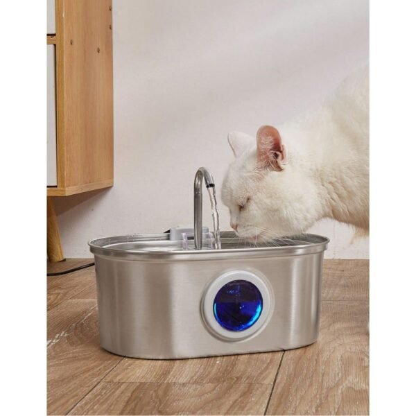 Stainless Steel Pet Water Fountain With Led Night Light 3.2L