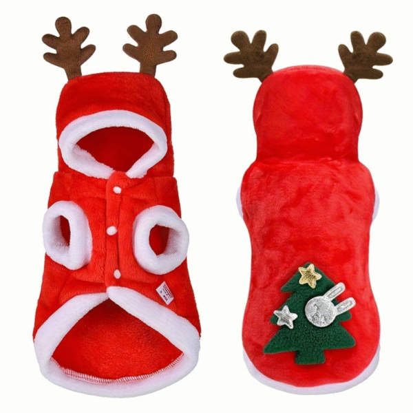 Christmas And New Year Canine & Feline Apparel Red , Small