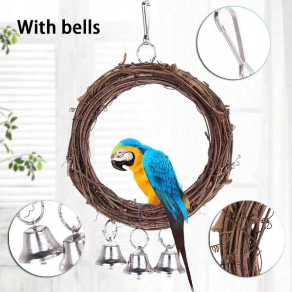 Bird Hanging Round Swing Toy With Bells
