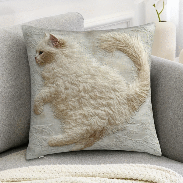 Cozy Cat Themed Throw Pillow Cover , one Pcs