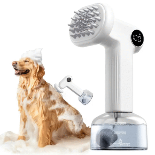 Dog Bath Brush With Automatic Foaming Soap Dispenser