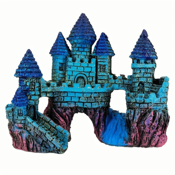 Enchanting Blue Resin Castle Aquarium Decor