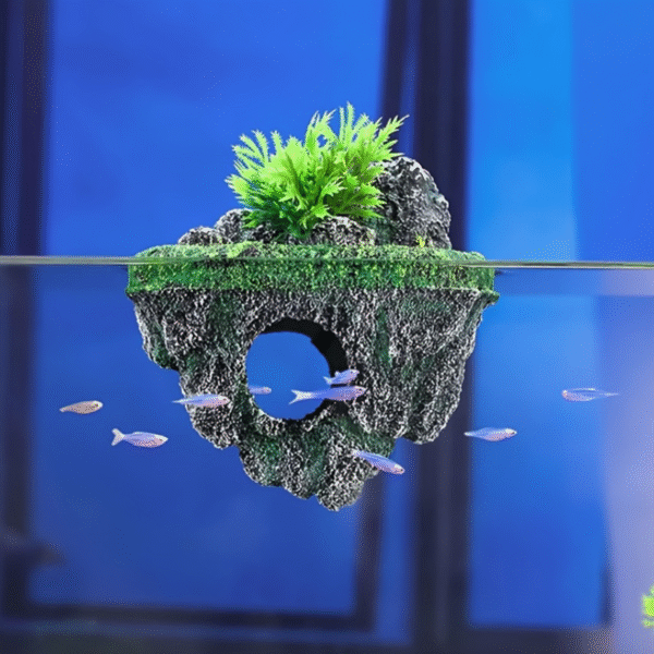 Floating Aquarium Islands & Rocks - With Realistic Greenery