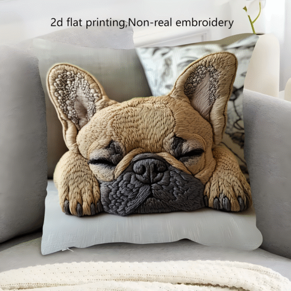 French Bulldog Print Short Plush Pillowcase