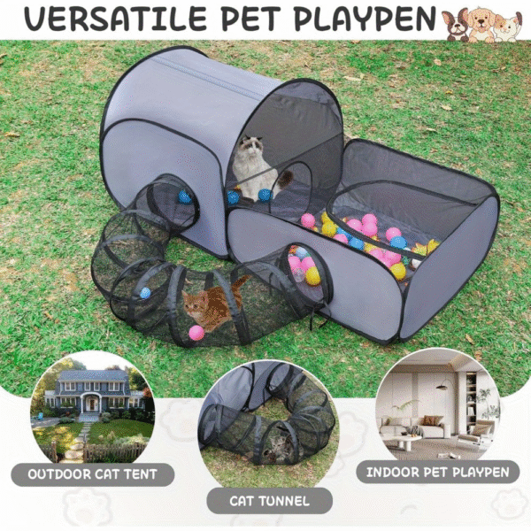 Pet Fence With Surrounding Tunnel 160 cm