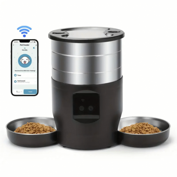 Smart Pet Feeder With Dual Bowls , 4.5L Capacity With an App control , Black