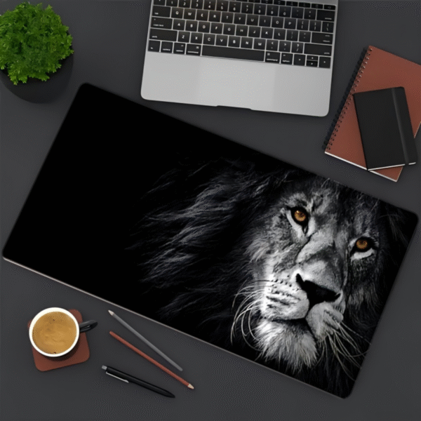 Stylish Black Lion Design Mouse Pad 80 X 40 Cm