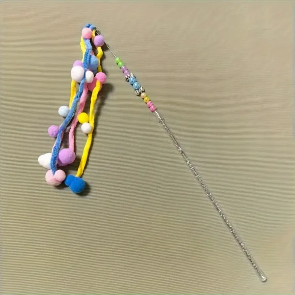 Plush Cat Teaser Wand With Long Stick And Balls