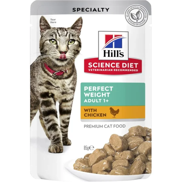Hills Adult Perfect Weight Wet Cat Food Chicken & Salmon 12x85g