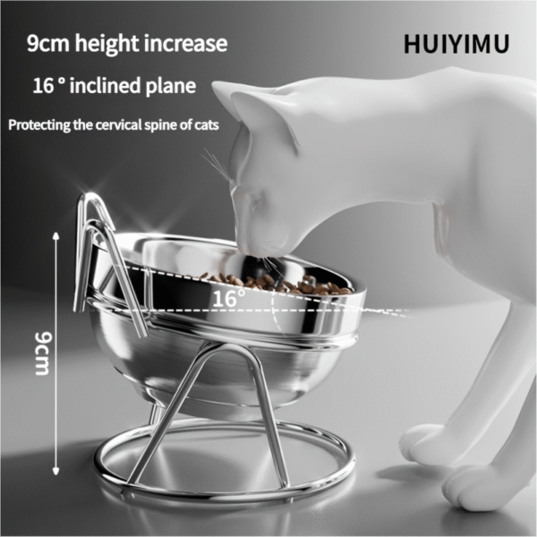Premium Double-layer Stainless Steel Elevated Cat Bowl