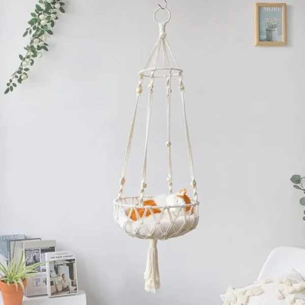 Woven Cat Sleeping Hammock Beige