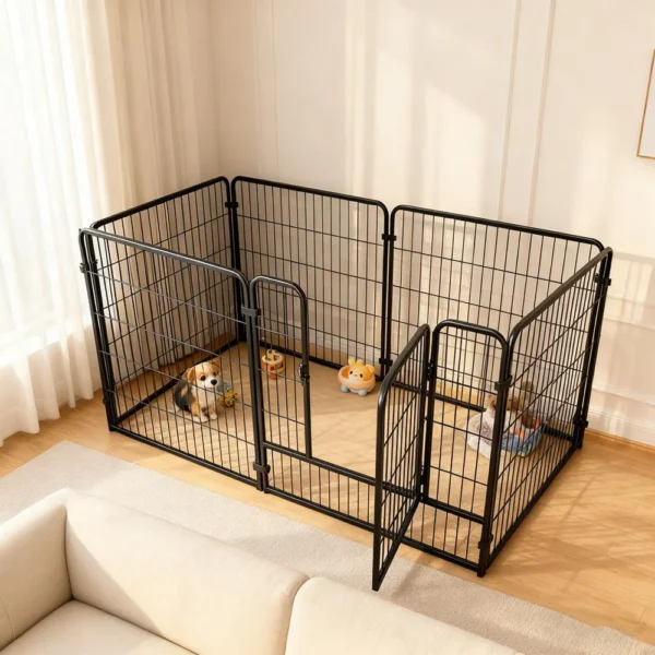 Metal Dog Fence Panoramic Style,160 cm x 80 cm x 80 cm