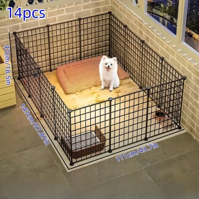 Metal-Dog-Playpen-and-Fence-Black-147-x111-x-74-cm