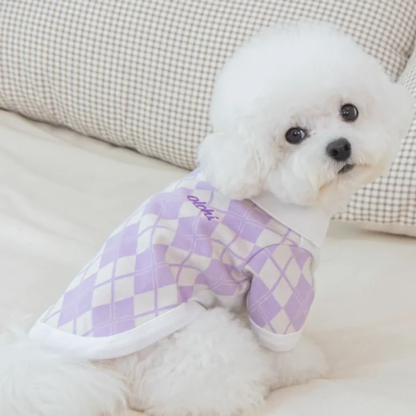 Olchi Argyle Polo T-Shirt Purple