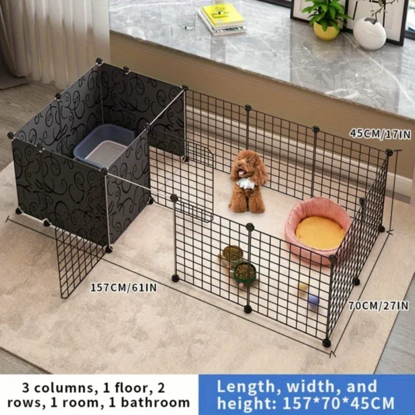 Pet Metal Playpen Fence with separate Toilet 157 x70 x 45 cm