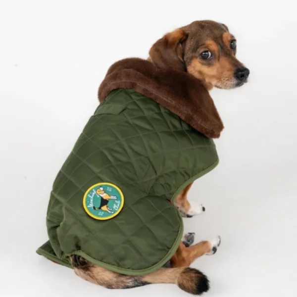 Puppia Highland Quilted Dog Coat Khaki Color