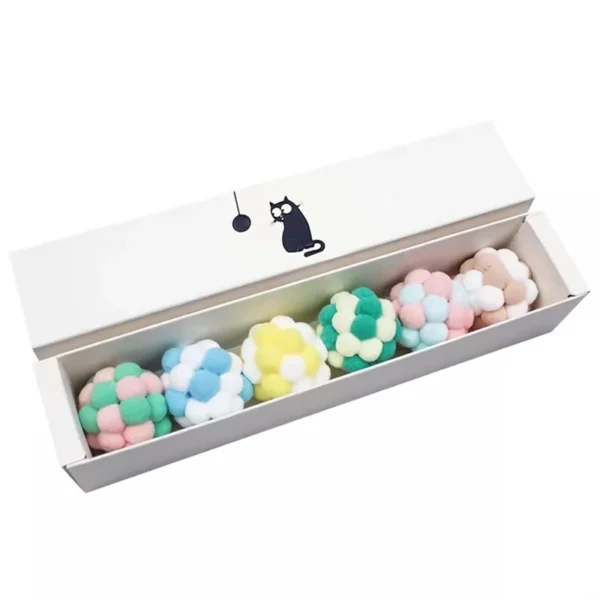 Rainbow Plush Cat Toy Balls 6pcs