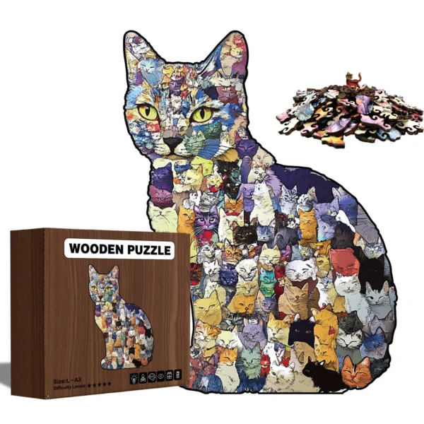 Unique wooden Cat Puzzle