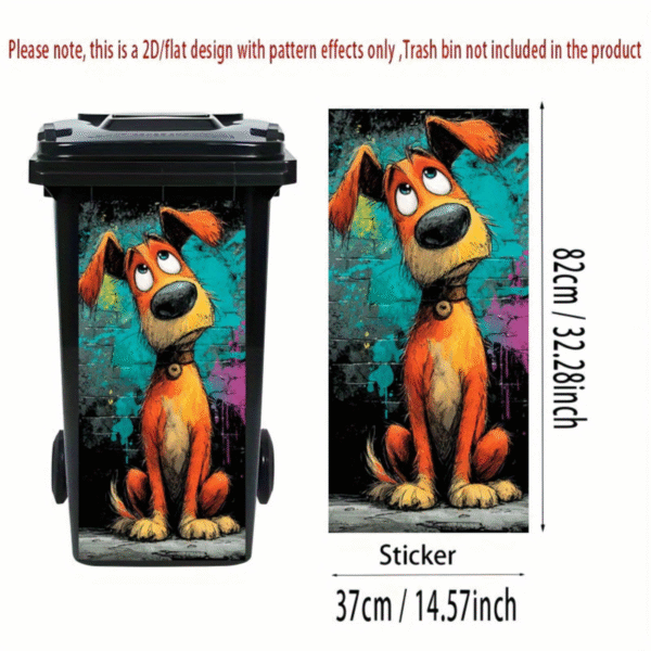 2D Flat Trash Can Sticker with Snoopy Dog Design