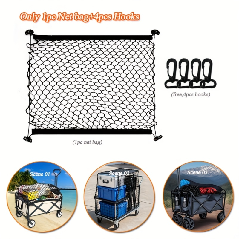 Heavy Duty Nylon Mesh Storage Pockets for Utility Carts