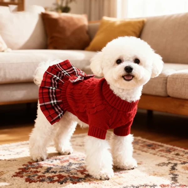 New Year Sweater Dress for Small Dogs Size