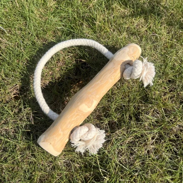 Natural Coffee Wood & Rope Dog Chew Toy
