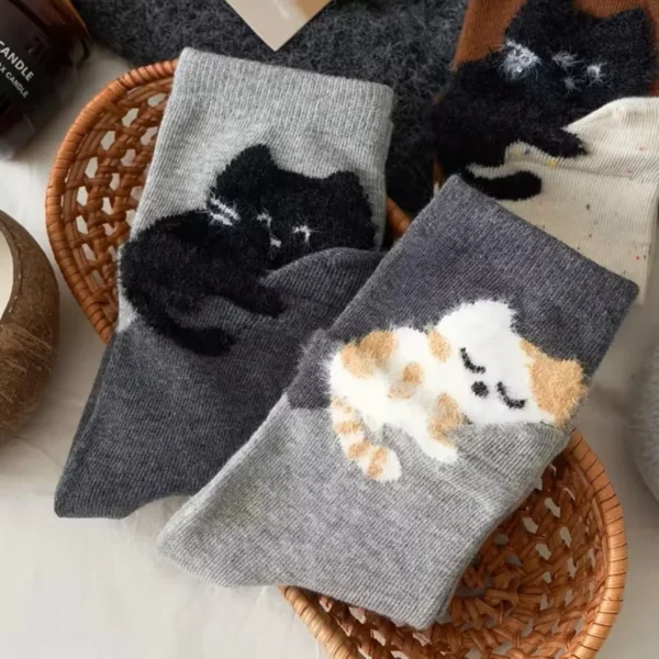 Women's Korean Cat Style Socks - 2 Pairs